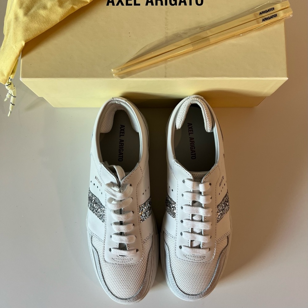 NWT Axel Arigato Detailed Platform Sneaker - White/Silver Glitter - EU 37 US 6.5 - Picture 6 of 16